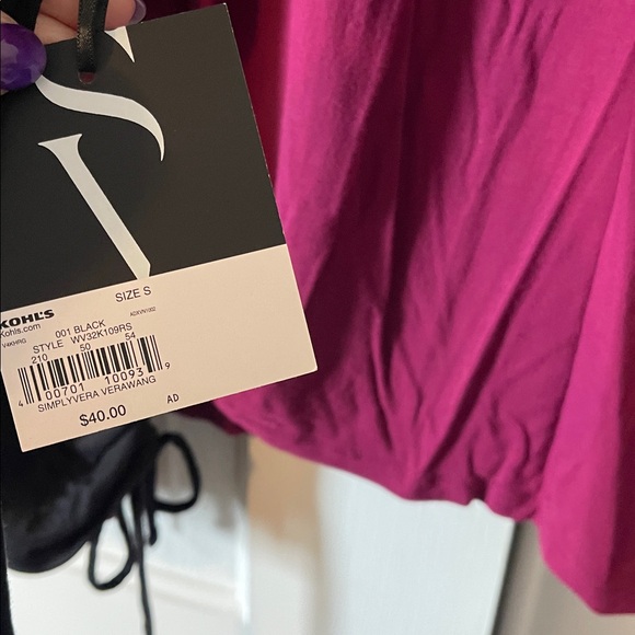 Simply Vera Vera Wang Black and Magenta Long Sleeve Tops - Picture 6 of 6